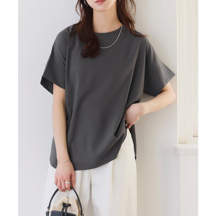 チャコール | 【イージーケア】ジョーゼットドルマンTブラウス 凹凸 シワ | Pierrot