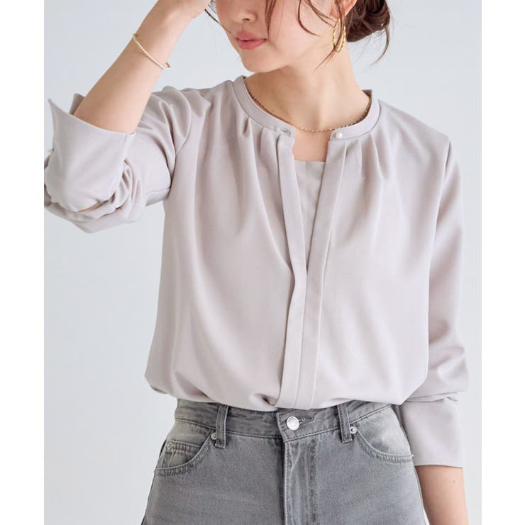 グレー | 2wayネックデザインTブラウス ブラウス 2way | Pierrot