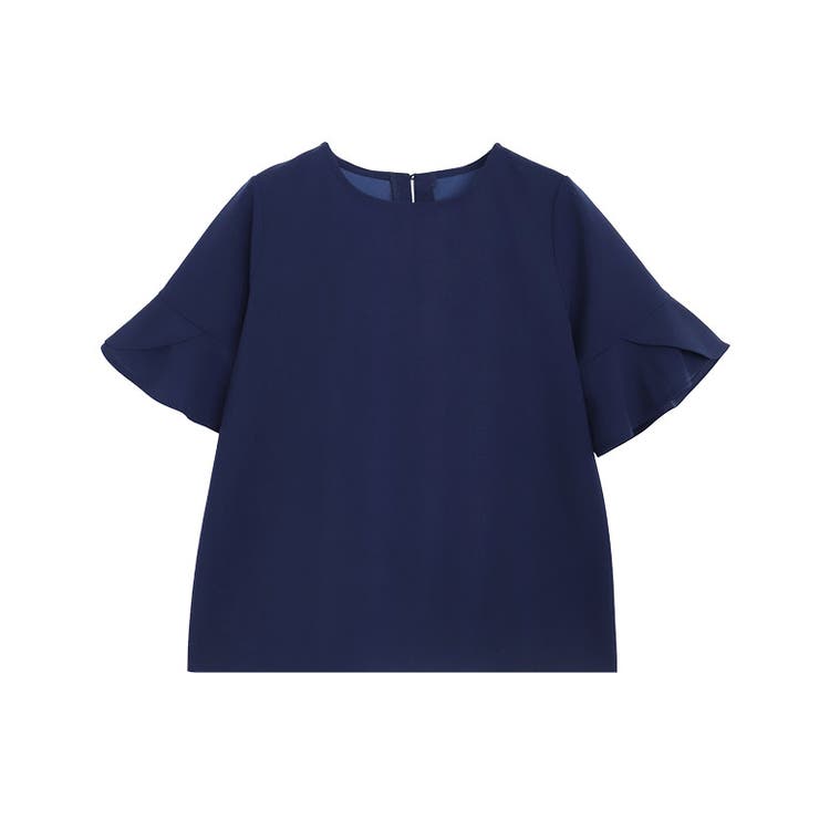 ネイビー | チューリップスリーブTブラウス UVカット 接触冷感 | Pierrot