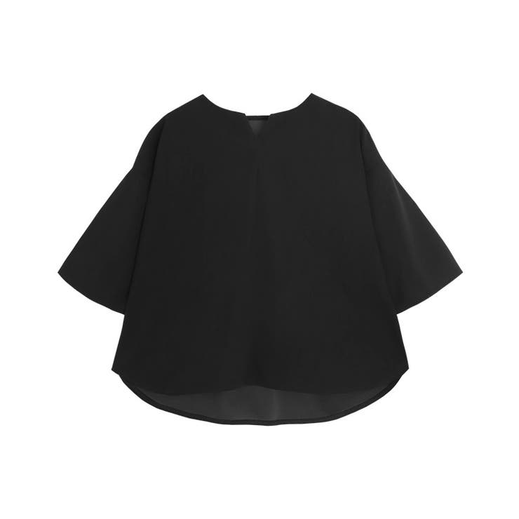 ブラック | キーネックフレアスリーブTブラウス UVカット 接触冷感 | Pierrot