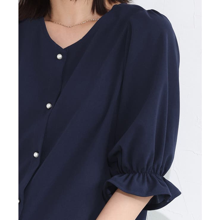 2wayパールボタンキャンディースリーブTブラウス Tブラウス カットジョーゼッ… | Pierrot | 詳細画像8 