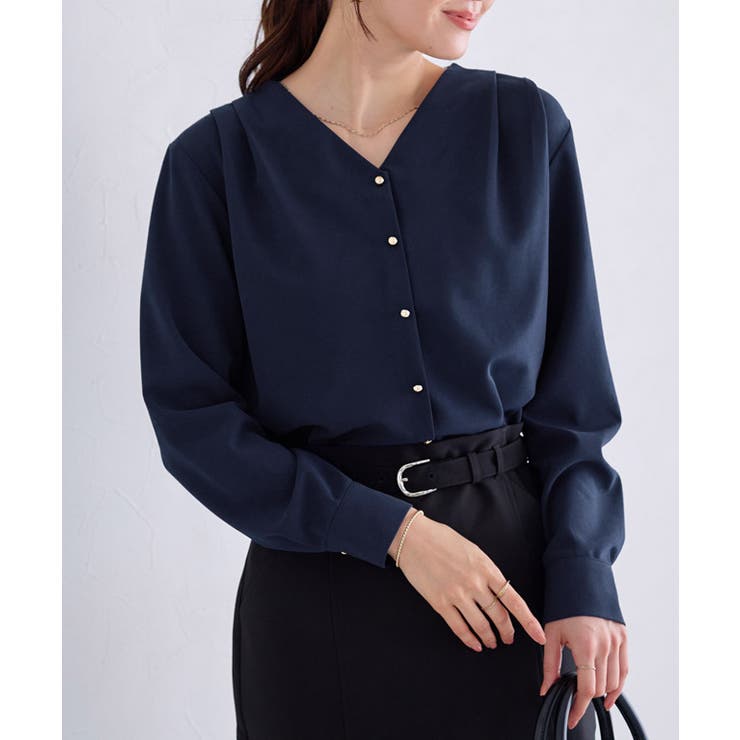 ゴールドボタンVネックTブラウス ブラウス Vネック | Pierrot | 詳細画像31 