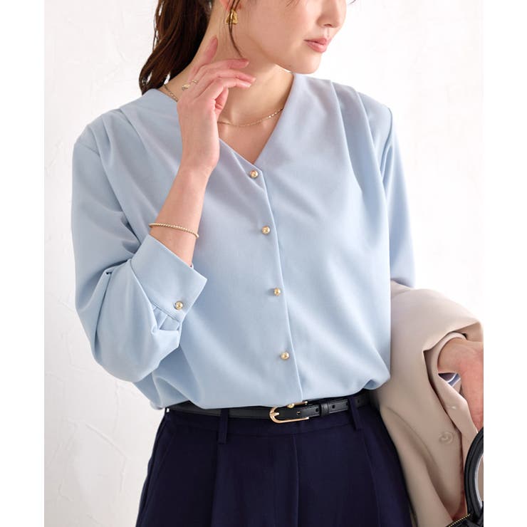 ゴールドボタンVネックTブラウス ブラウス Vネック | Pierrot | 詳細画像23 