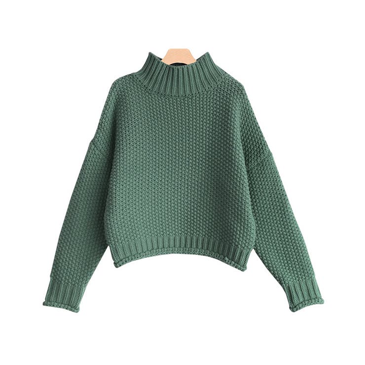 スモークグリーン | ローゲージハイネックニット ニット ローゲージ ハイネック トップス | Pierrot