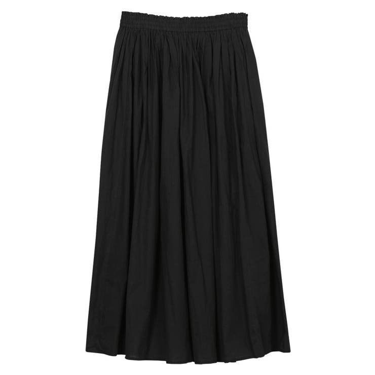ブラック | コットンギャザーロングスカート ロングスカート フレアスカート コットン | Pierrot