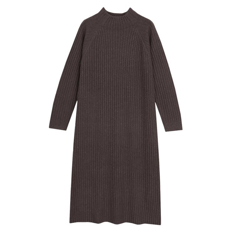 ブラウン | ボトルネックリブニットワンピース ワンピース ワンピ | Pierrot