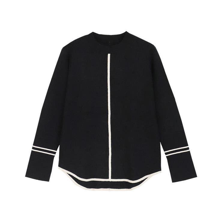 ブラック×アイボリー | バイカラーライナーニット ニット セーター | Pierrot