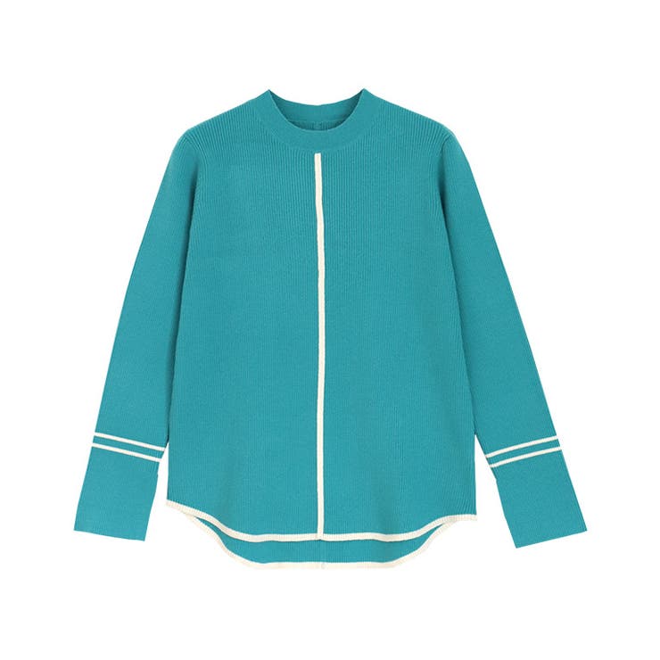 セルリアン×アイボリー | バイカラーライナーニット ニット セーター | Pierrot