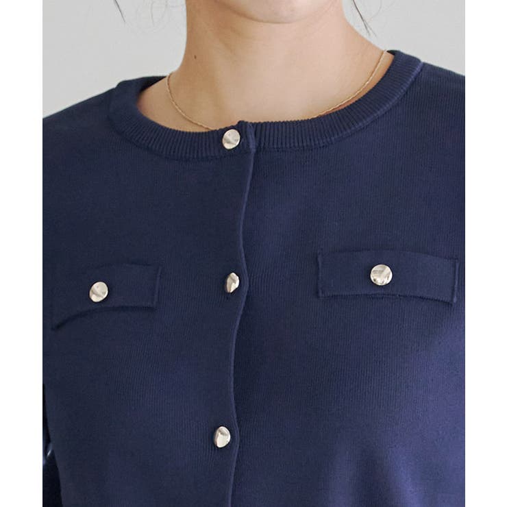 スポンジニットゴールドボタンカーディガン 春 ピエロ オフィスカジュアル | Pierrot | 詳細画像4 