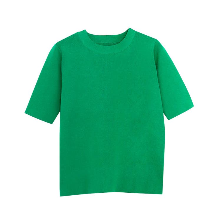 グリーン | 多機能ニット5分袖トップス ニット ウォッシャブル | Pierrot