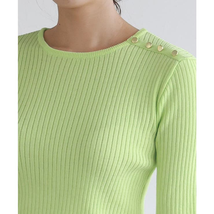 リネンタッチ肩ボタンニット ニット 5分丈 | Pierrot | 詳細画像4 