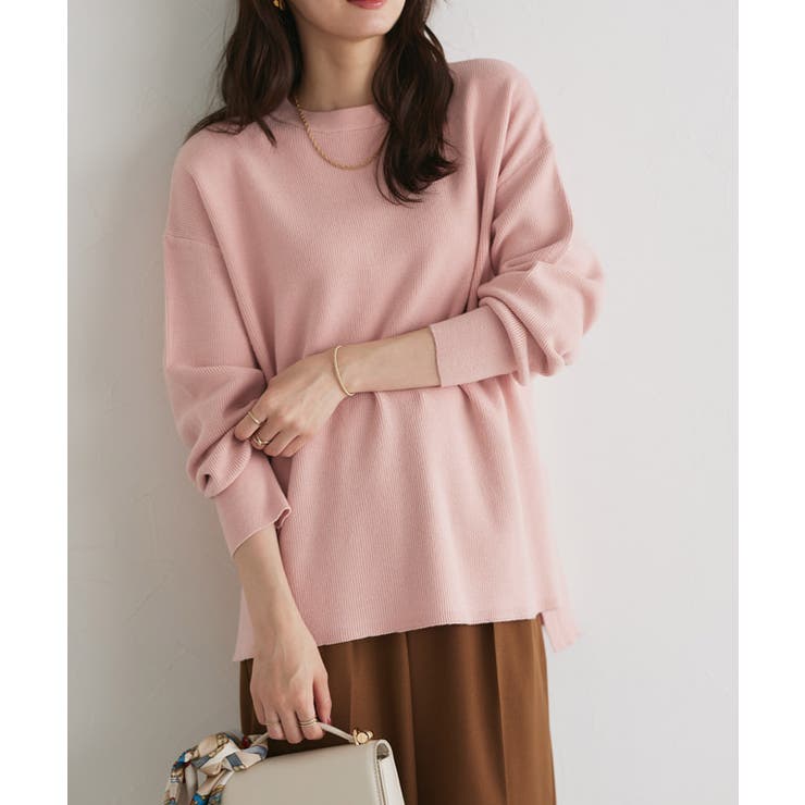 ピンク | [吸湿発熱] 選べるネックサイドスリットニット ニット | Pierrot