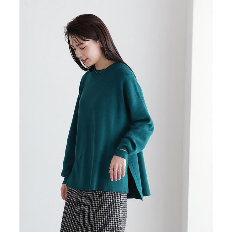 ディープグリーン | [吸湿発熱] 選べるネックサイドスリットニット ニット | Pierrot