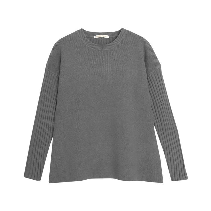 チャコール | 袖リブAラインニット ニット 袖リブ | Pierrot
