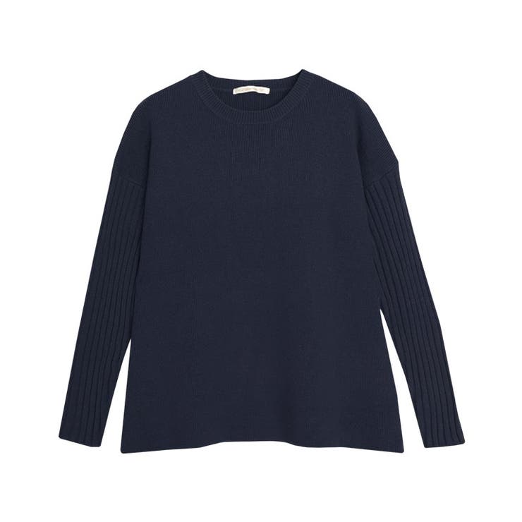 ネイビー | 袖リブAラインニット ニット 袖リブ | Pierrot
