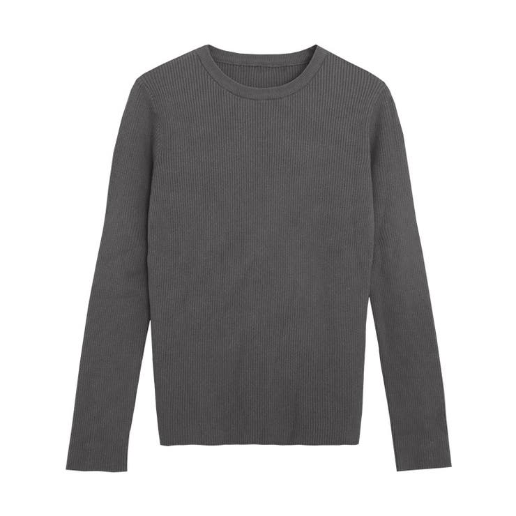 B/チャコール | 選べるデザイン袖ボタンリブニット ニット パール | Pierrot