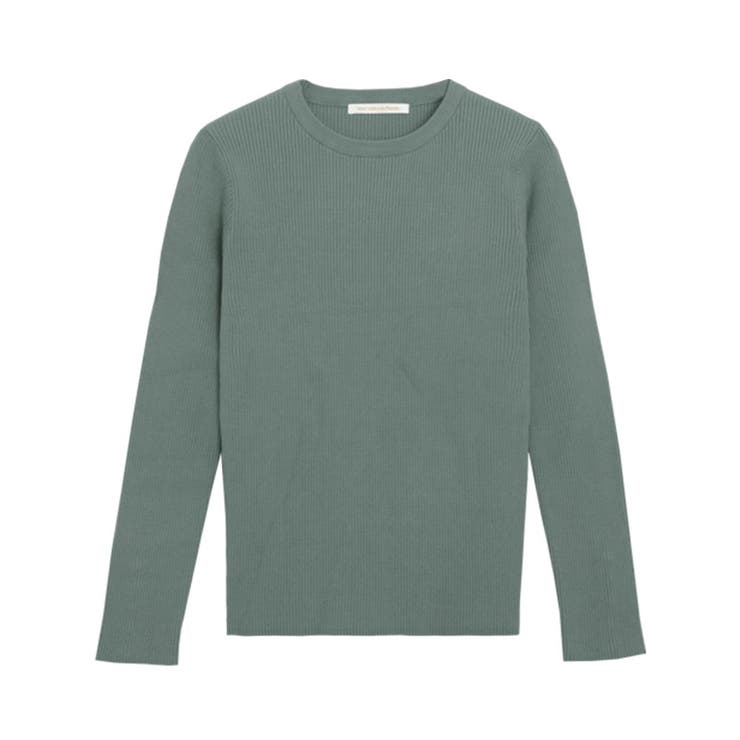 A/グレイッシュグリーン | 選べるデザイン袖ボタンリブニット ニット パール | Pierrot