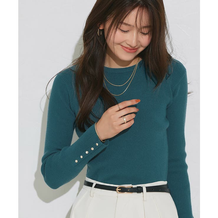 選べるデザイン袖ボタンリブニット ニット パール | Pierrot | 詳細画像28 