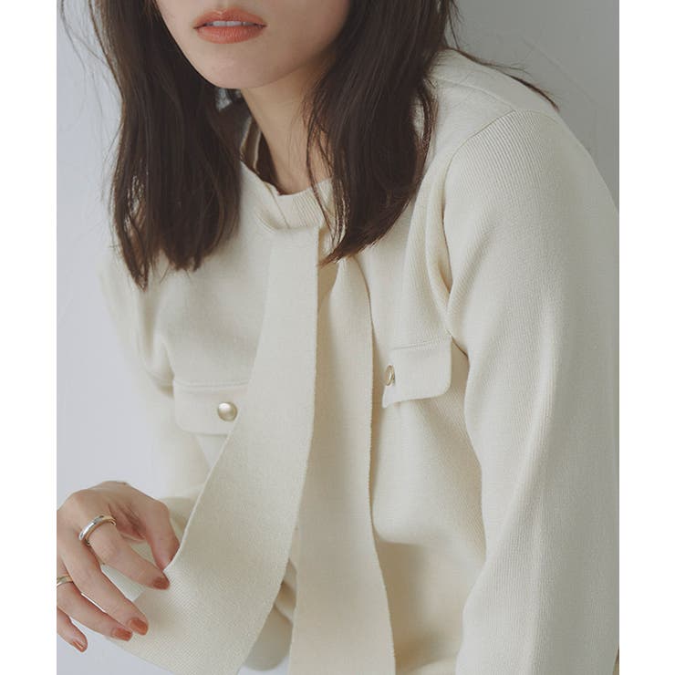 アイボリー | ボウタイポケットニット ニット ボウタイ | Pierrot