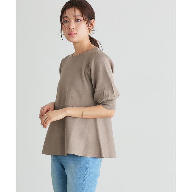 ベージュ | ボリュームスリーブフレアニット ニット フレア | Pierrot