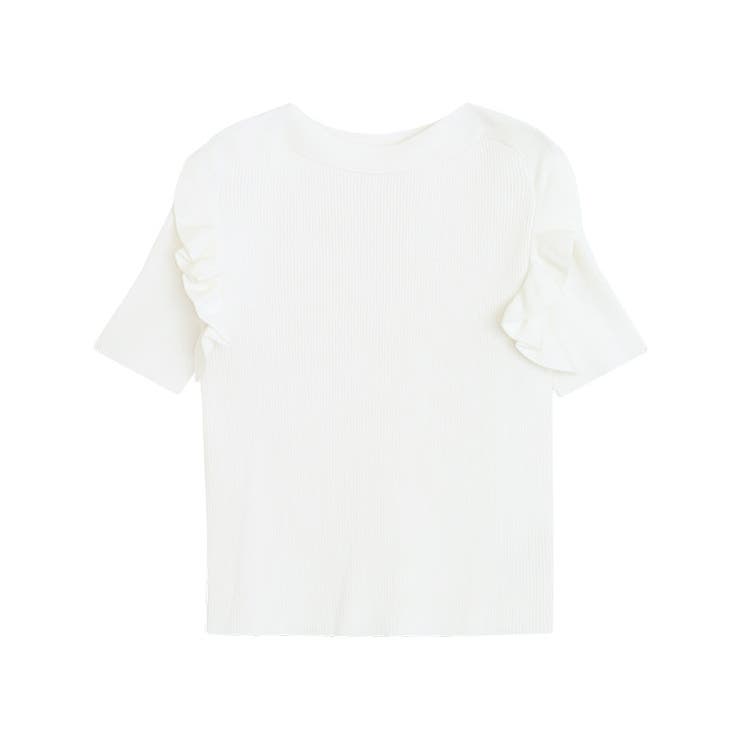 オフホワイト | ショルダーカットフリルニット ニット フリル | Pierrot