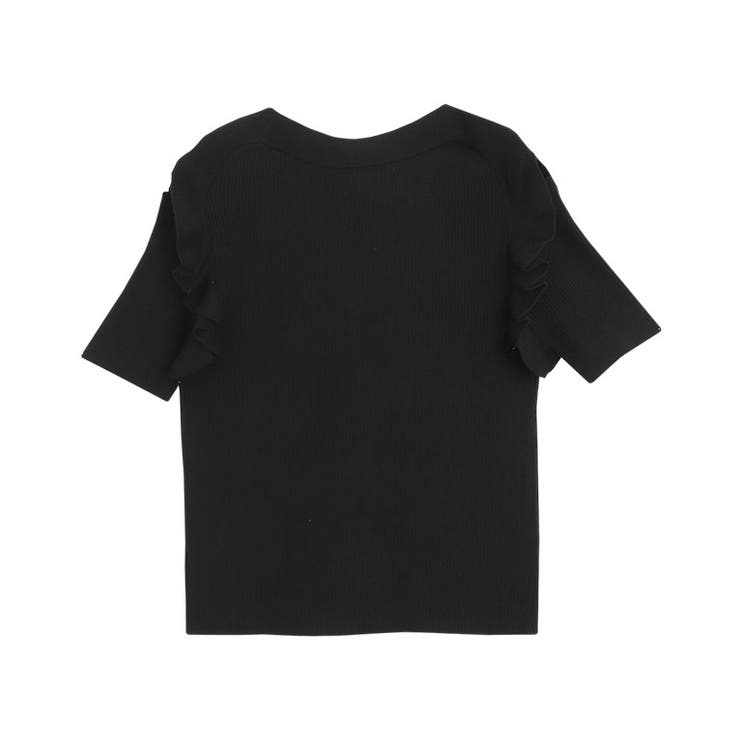 ブラック | ショルダーカットフリルニット ニット フリル | Pierrot