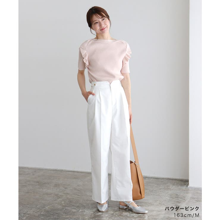 ショルダーカットフリルニット ニット フリル[品番：PRTW0004829
