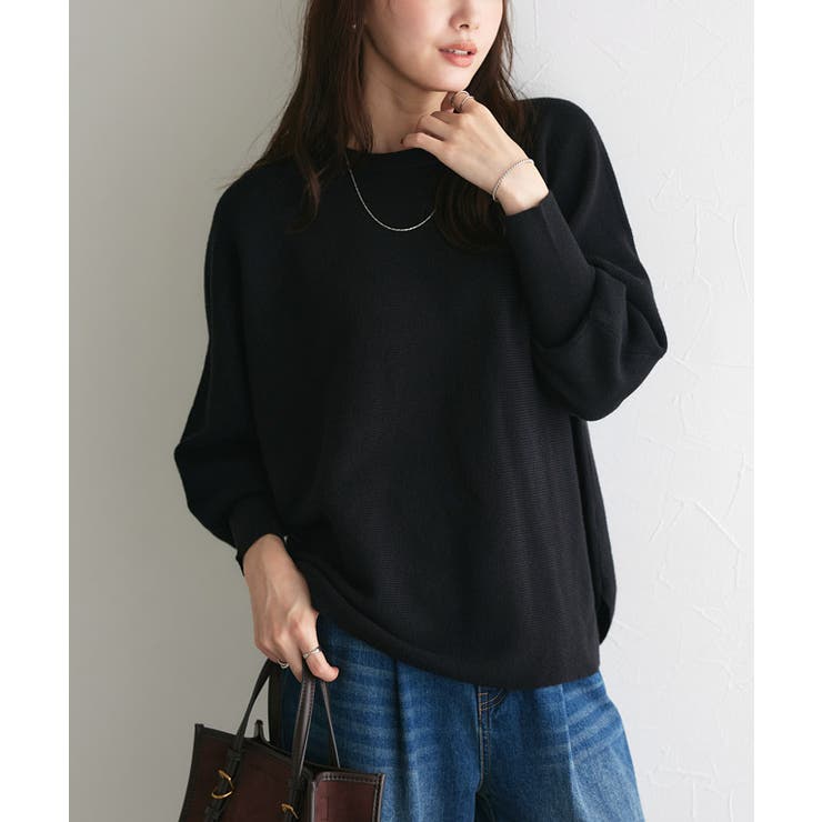 ブラック | [吸湿発熱]ネックが選べるドルマンニット ニット ドルマン | Pierrot