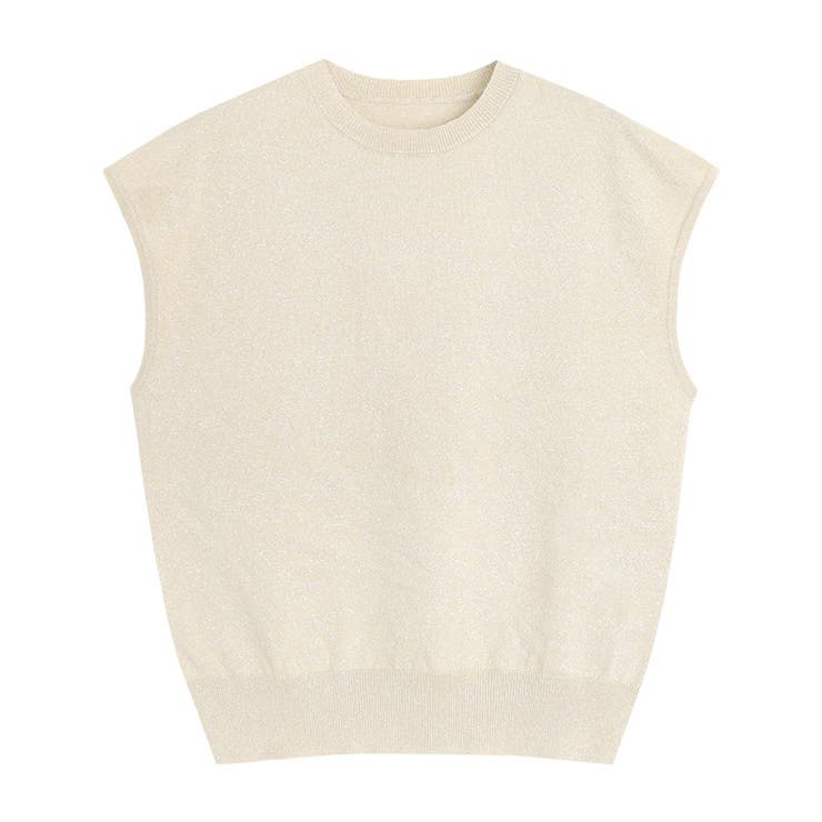 ライトベージュ | フレンチスリーブラメニット ニット ラメ | Pierrot