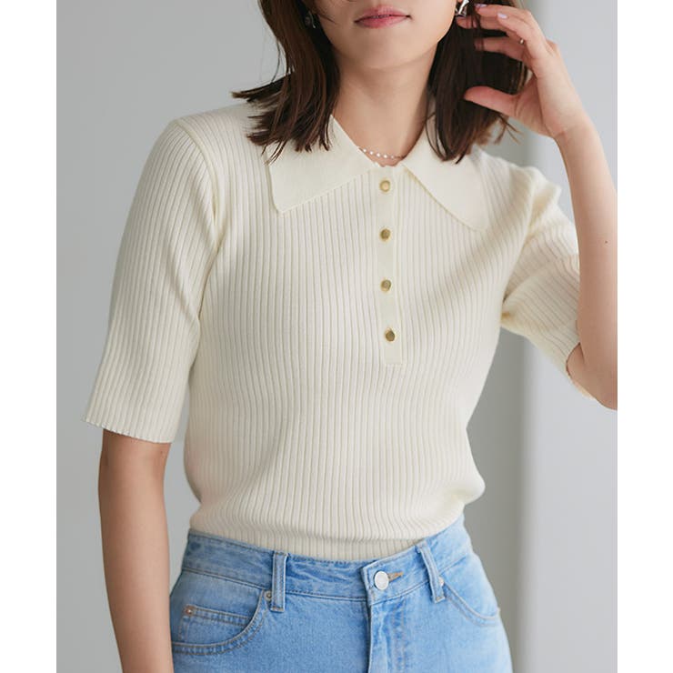 美品✨Herlipto コート　ビジュボタン　Sこじはる ホワイト系　ウール logo emb half zip knit – BUNNY APARTMENT