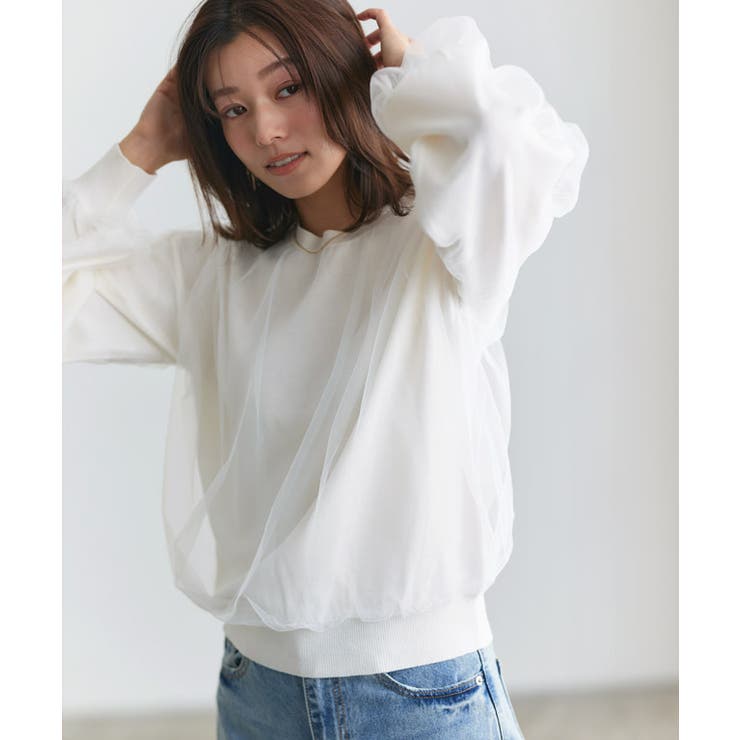 チュールレイヤードニット ニット レーヨン混 | Pierrot | 詳細画像13 