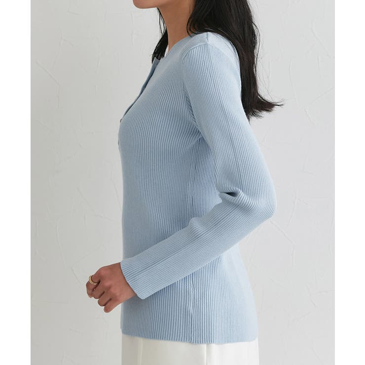 多機能ゴールドボタンヘンリーネックニット 抗菌 UVカット | Pierrot | 詳細画像6 