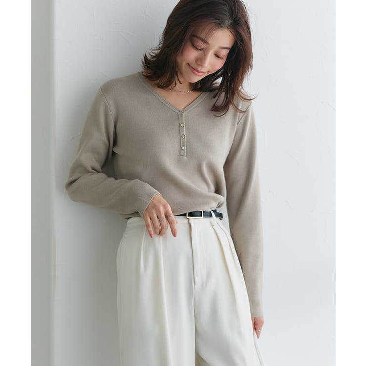 多機能ヘンリーVネックニットプルオーバー ニット Vネック | Pierrot | 詳細画像18 