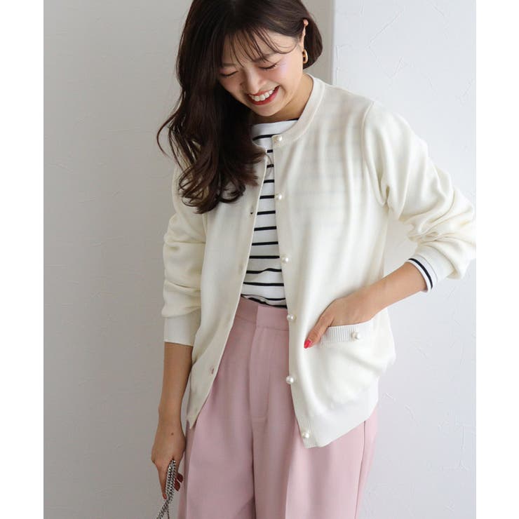 オフホワイト | 選べるボタン多機能ポケットニットカーディガン カーディガン ニット | Pierrot