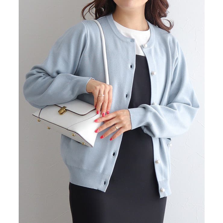ライトブルー | 選べるボタン多機能ポケットニットカーディガン カーディガン ニット | Pierrot