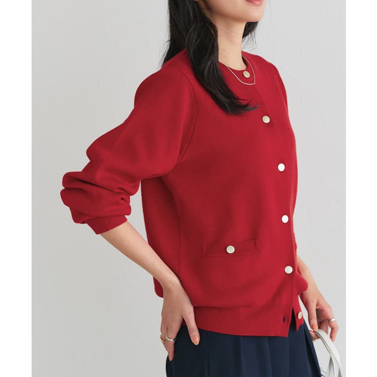 レッド | 選べるボタン多機能ポケットニットカーディガン カーディガン ニット | Pierrot