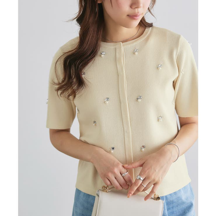 アイボリー | ビジューニットカーディガン カーディガン ニット | Pierrot