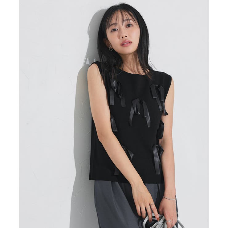 UNITED ARROWS リボンモチーフ ノースリーブ リボンモチーフノースリーブニット ニット ノースリーブ[品番