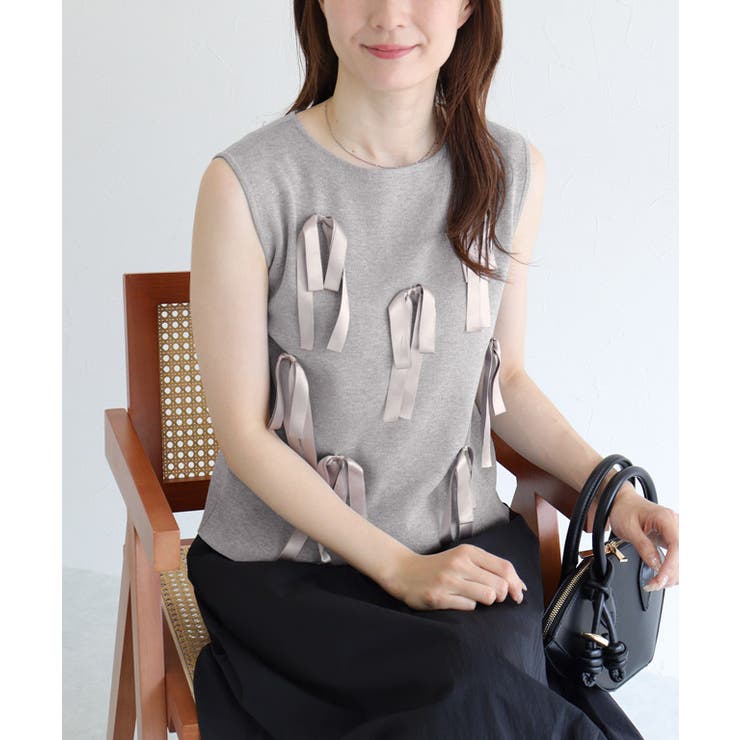 リボンモチーフノースリーブニット ニット ノースリーブ | Pierrot | 詳細画像23 