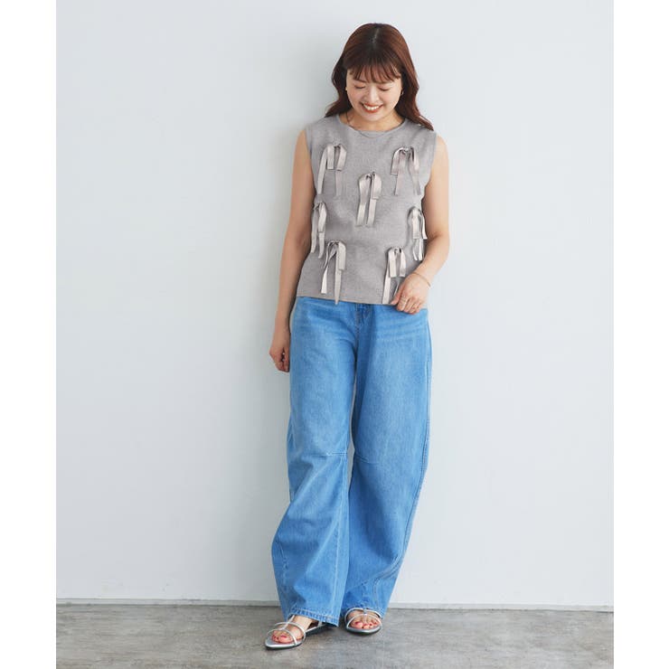 リボンモチーフノースリーブニット ニット ノースリーブ | Pierrot | 詳細画像27 