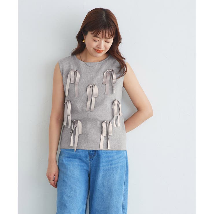 リボンモチーフノースリーブニット ニット ノースリーブ | Pierrot | 詳細画像29 