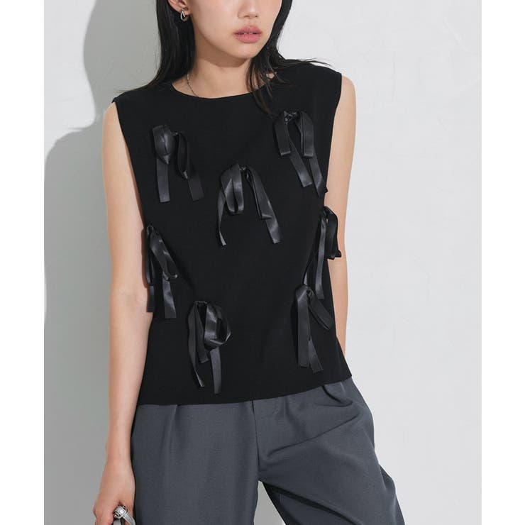 リボンモチーフノースリーブニット ニット ノースリーブ | Pierrot | 詳細画像14 