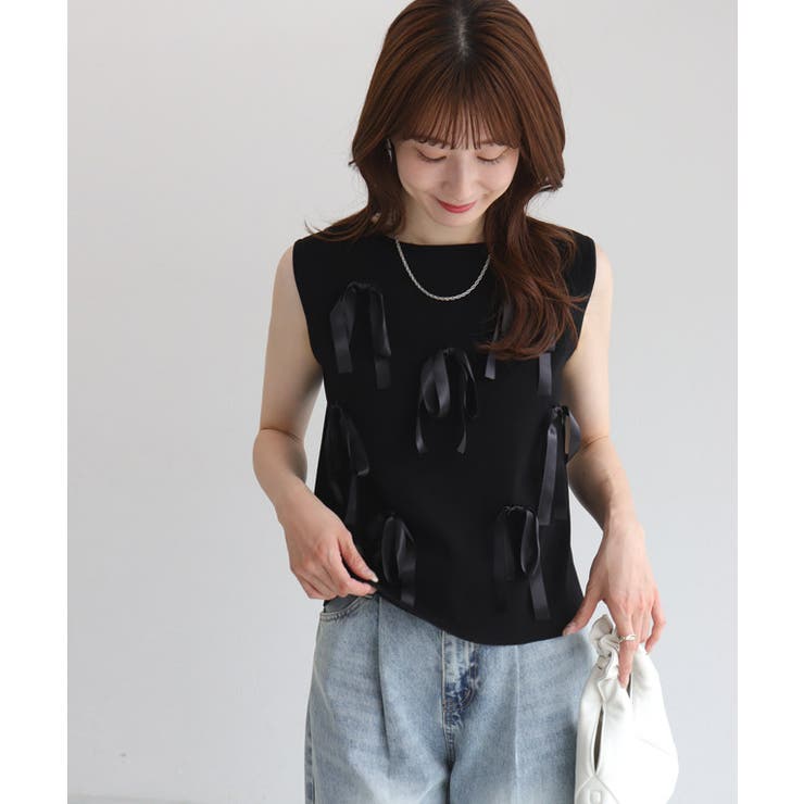 リボンモチーフノースリーブニット ニット ノースリーブ | Pierrot | 詳細画像19 