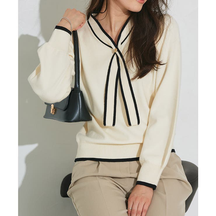 配色/アイボリー | タイデザインニット ニット タイデザイン | Pierrot