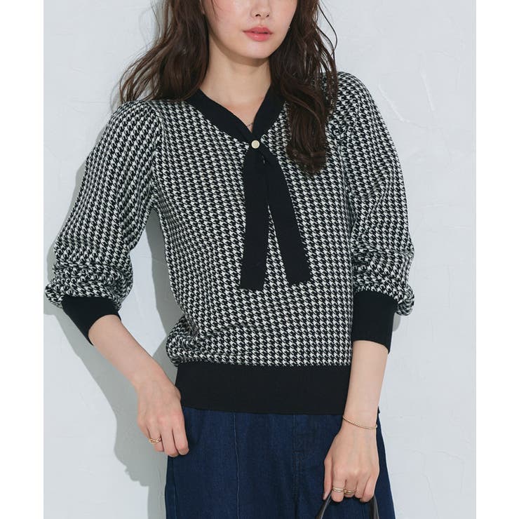 千鳥/ブラック | タイデザインニット ニット タイデザイン | Pierrot
