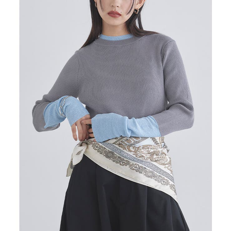 [ECLAM] ロングスリーブ配色ラメニット ニット | Pierrot | 詳細画像20 