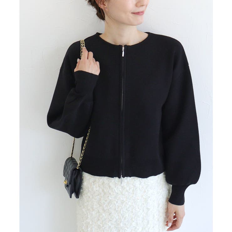 ブラック | スポンジニットカーディガン カーディガン ニット | Pierrot