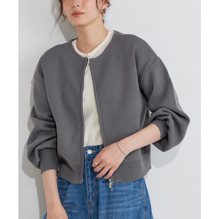 チャコール | スポンジニットカーディガン カーディガン ニット | Pierrot