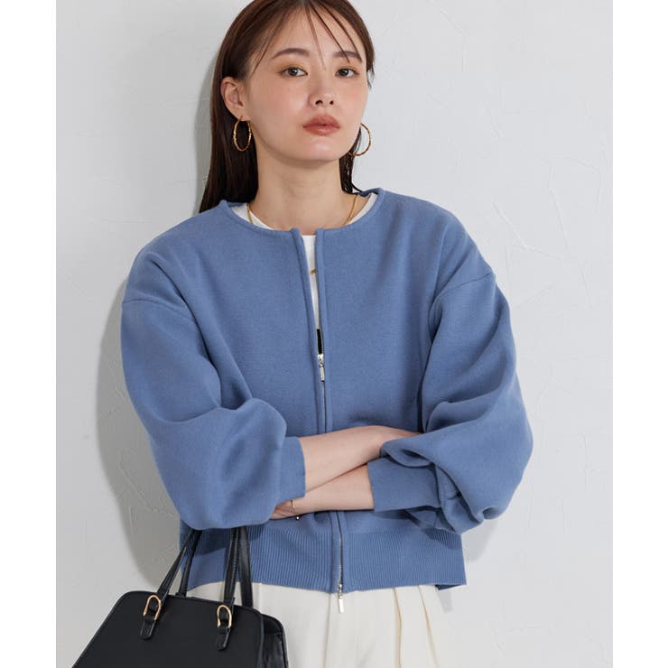 スモークブルー | スポンジニットカーディガン カーディガン ニット | Pierrot