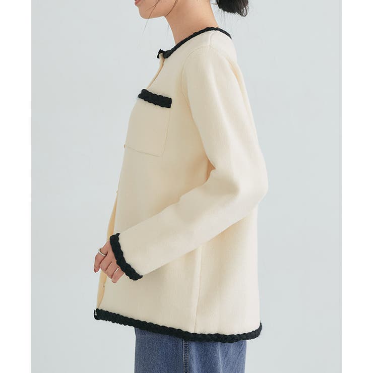 ゴールドボタン配色ニットジャケット ジャケット ニット | Pierrot | 詳細画像6 